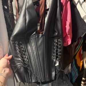 White Fox Boutique Black Leather Top